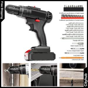 Electric Cordless Drill for Construction and DIY Tasks Rechargeable Power Tool with High Torque and Lightweight Design