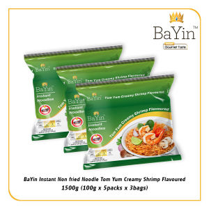 BaYin Instant Non-fried Noodle Tom Yum Creamy Shrimp Flavoured 1500g (100g x 5packs x 3bags)