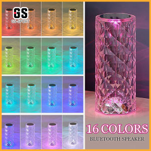 LED Crystal Diamond Lamp Rose lamp Rechargeable Touch Night Light Bedside Table Lamp 3 colors/16colors