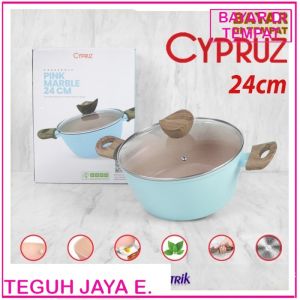 Cypruz Colorful Marble Casserole Pan 20-24cm Panci Anti Lengket+Tutup