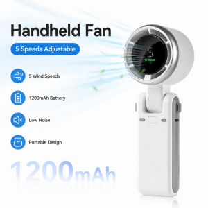 OKKFINE LED Display Mini Handheld Fan 1200mAh Battery USB Rechargeable High Speed Turbo Fan Folding 180 Degree Hanging Neck Fan Outdoor