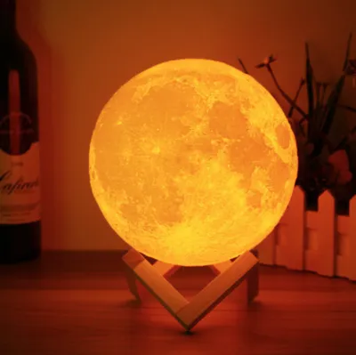 Monstermarketing Rechargeable 3D Printed 15cm Moon Galaxy Earth Lamp - Bedroom Night Light for Bookcase Home Decor and Creative Gift - Available in 8cm and 20cm Options