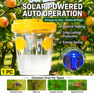 Say goodbye to annoying fly infestations solar fruit fly trap Working as usual at night using lights to attract attention perangkap lalat buah Easy to use and safe fruit fly killer lalat perangkap 果蠅誘捕器