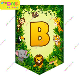 Custom Safari Jungle Animal Zoo Wild Theme Thick Premium Party DIY Letter Number Banners Personalized Name Birthday Decor Lion Tiger Elephant Giraffe Monkey Crocodile Toucan Adventure