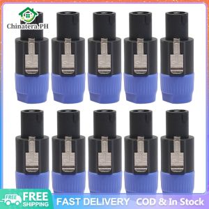 10pcs Speaker Cable Plug 4-Pole 4Pin Speaker Cable Ohm Plug Accessories Replacement Nickel-plated