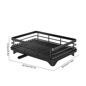 DOKIO Dish Drying Rack Kitchen Cabinet Storage Stainles Steel Dish Rack Kitchen Counter Drainer with Drainboard Cutlery Storage Holder