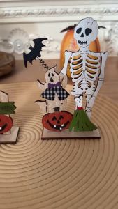 Halloween Wooden Ornaments: Creative Spring Pumpkin Bat Skull Centerpiece Tabletop Decorations Horror Props