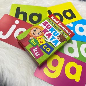 Kad Imbas Suku Kata Saiz Besar Flash Card - Belajar Membaca Untuk Taska Tadika Prasekolah Kanak-kanak
