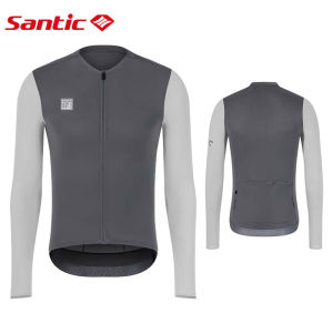 Santic Cycling Jersey for Men Road Bike Jersey Powerband Breathable Long Sleeves Reflective Pockets WM24C01173