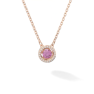 SWAROVSKI Luxury  Sparkling round pink gemstone pendant necklace S925 sterling silver womens fashion necklace