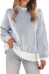 Disamer  Womens Sweater  2025  Autumn Clothing Batwing Long Sleeve Striped Knitted Pullover Fashion Clothing Oversized Sweater