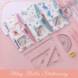 Bộ Thước Eke 4 món Thước Kẻ Eke Thước Đo Độ Thước Vuông Góc Có Túi Đựng Kích Thước 20cm