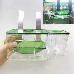 OUTOPEN Slotted Design Aquarium Breeder Box Transparent Double Layer Breeding Isolation Box Aquatic Habitat Detachable Fish Tank Hatchery Aquarium
