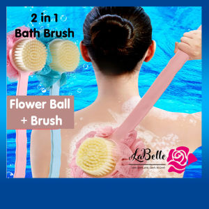 🔥Ready Stock🇲🇾🔥 2in1 Back Body Bath Brush Shower Sponge Scrubber With Handle Exfoliating Scrub Skin Massager Exfoliation