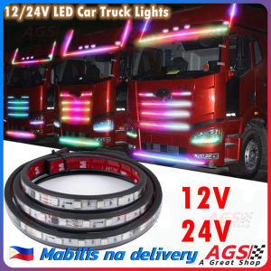 【Free shiping】12V-24V Strobe Running Streamer Led Light Strip For Car Van Truck Decoration Dynamic Colorful Atmosphere Lamp Flexible DRL