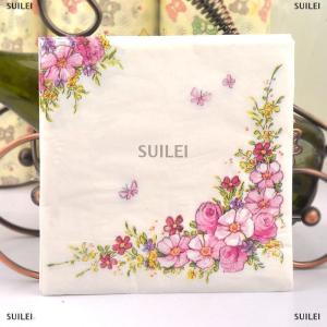 [COD] SUILEI 20pcs pink flowers paper napkin disposable birthday wedding party table decor
