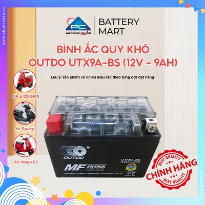 Bình ắc quy OUTDO UTX9A-BS (12V - 9AH) dùng cho Spacy Attila Victoria Elizabeth Majesty Vespa Lx 150cc