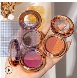 Two-tone pumpkin color earth color matte gold glitter eyeshadow palette waterproof eyeshadow