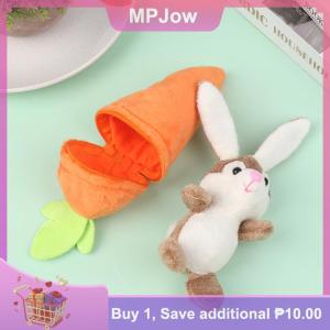 【MPJow】 Mini Cute Rabbit In Carrot Plush Toys Keychain Anime Brown Lop Eared Bunny Pendant Stuffed Doll Gift