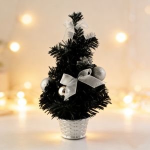 WENYOU 15cm Cây thông Noel với bóng và nơ 5 màu Đồ trang trí phòng ngủ phòng tiệc tại nhà. Chất lượng cao. Mini Cây thông Noel nhân tạo.