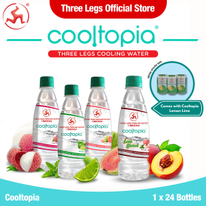 Three Legs Cooling Water Cooltopia - Lychee - Lime - Peach Less Sweet - Guava -Relieve Body Heatiness - Rehydration - Refreshing - Halal Certified