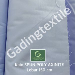 ( per 1 roll ) kain AXINITE spun poly polyester tebal warna putih kebiruan lebar 150 cm bahan baju kemeja hem seragam sekolah kerja dress tunik busana muslim gamis koko printing sublim sublime background spanduk sejadah BUKAN KATUN TC CAP IKAN MAS