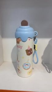 AU Cartoon 316 Ice cream insulated cup straw cup water bottle stylish design with a carrying strap large capacity and portable