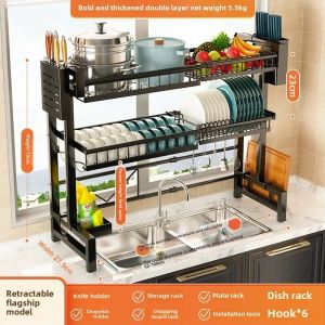 【SG Seller】Extendable Kitchen Sink Storage Rack Stainless Steel Dish Drainer Rack Kitchen Shelf Kitchen Organiser
