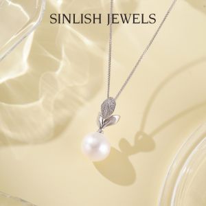 SINLISH Store Recommended Must-Have 6A+ Perfectly Round Flawless Natural Pearl Necklace High Luster Pendant 11-12mm