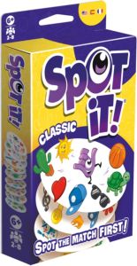 Asmodee Spot It! Classic Card Game (2024 Refresh) - Pocket Eco Edition 5-in-1 Visual Perception Game for Quick Reflexes and Family Fun Ages 6+ 2-8 Players 10 Minute Playtime