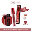 OMG OH MY GLAM Matte Kiss Lip Cream Bold Coffee Ombre - 12 Scarlet & 13 Latte. 