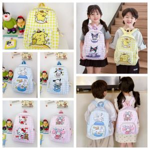 DINAH ไตรโอรอล กระเป๋าเป้สะพายหลังเด็ก Kuromi Pochacoo แมวคิตตี้แมว กระเป๋านักเรียน My Melody สร้างสรรค์และสร้างสรรค์ สไตล์เกาหลีแบบ กระเป๋าสะพายลายการ์ตูน อนุบาลอนุบาล