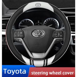Bọc Vô Lăng Bằng Da Phối Sợi carbon Cao Cấp Cho Xe Hơi Toyota vios altis camry vellfire alphard harrier chr wish hilux innova