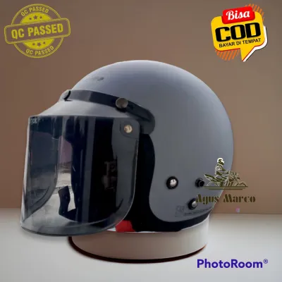 HELM BOGO RETRO RX HITAM GLOSY METALIK Packing BUBBLE WRAP