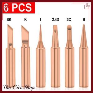 [The Cici Shop] 5 6pcs Pure Copper 900M-T Solder Iron Tip Lead-free Solder Tip Welding Head