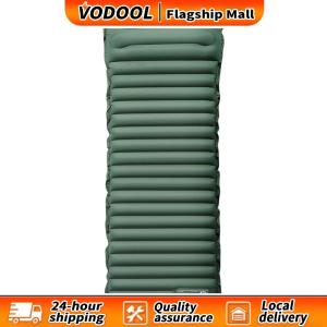 10cm Inflatable Sleeping Mat with Foot Pump & Pillow Camping Air Mattress Lightweight Air Cushion for Outdoor Use