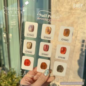 สีเจลยกเซต SET GAOY สีเจลทาเล็บแท้ Caramel Cat Eye 6สี GY 643-648 พร้อมชาร์ต  สีลูกแก้ว ดึงง่าย สีสวย สีแน่น