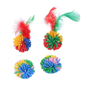 Cats Interactive Toy Soft Colorful EVA Balls Kitten Teaser Toy Quiet Playing Balls for Indoor Cats Improves Exercises