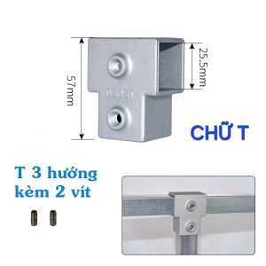 Đầu Co Nối Nhanh Nhôm/Sắt/Inox Hộp Vuông 25x25mm Không Cần Hàn Có Vít Gắn Kết Dùng Sáng Tạo Tủ Bàn Kệ Nội Thất