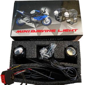 Mini Driving Lights Motorcycle Full Set V2 White+Yellow Dual Color Pair of Universal High quality With Switch Lampu Tembak Lampu