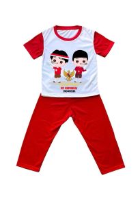 Termurah Setelan Anak Celana Panjang 17 Agustus Usia 2-11 Tahun Bergambar Hari Kemerdekaan Indonesia