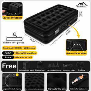 Inflatable Air Bed Thicken With Electric Pump For Camping Tent Bed Double Single King Size 200CM