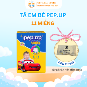 1 gói Tã  bỉm quần em bé  Pep.up Cottony 3D siêu mềm mại  siêu thấm hút size S 11 miếng