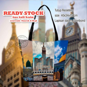 [ TERBARU ] ALVYSTREET - Totebag Model Tali Kain | Motif Makkah | Printing High Quality | Grosir | Souvenir Umroh & Hajj | 25 Motif