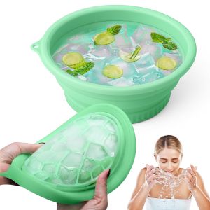 Face Bowl for Ice with Built-In Icetray Silicone Ice Facial Folding Washbasin Facial Plunge Bowl Face Icebath at Home