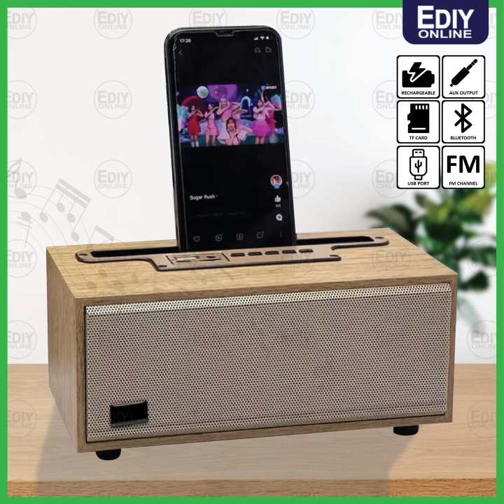 Retro Wooden Wireless Bluetooth Multimedia Speaker FM Radio USB TF CARD ...