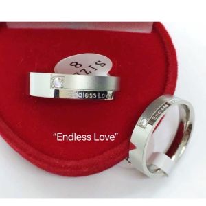 [VJ]316L Couple Ring “Endless Love” Single Zirconia Steel Valentines Anniversary Ring SR259<Cincin Kekasih> 情侣装不锈钢戒指