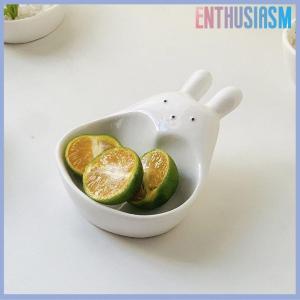 【Enthusiasm】🌟🌟【Hot Sale】🎈 Super Cute Cartoon Rabbit Dipping Saucer Household Three-dimensional Saucer Ketchup Snack Plate Vinaigrette White Rabbit