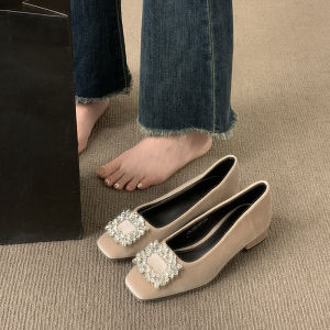 Aqrau 【50%OFF】Water Drill Mary Jane Black Shoes for Women Elegant Black Doll Flats Patent Leather Retro Ballet Flats for JK Lolita Party