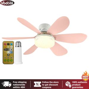 [Vodool Tool Outlet] Ceiling Fan LED Lamp E27 Base 3 Speeds Socket Fan Lamp Dimmable Indoor Ceiling Fan Light for Bedroom Living Room Kitchen